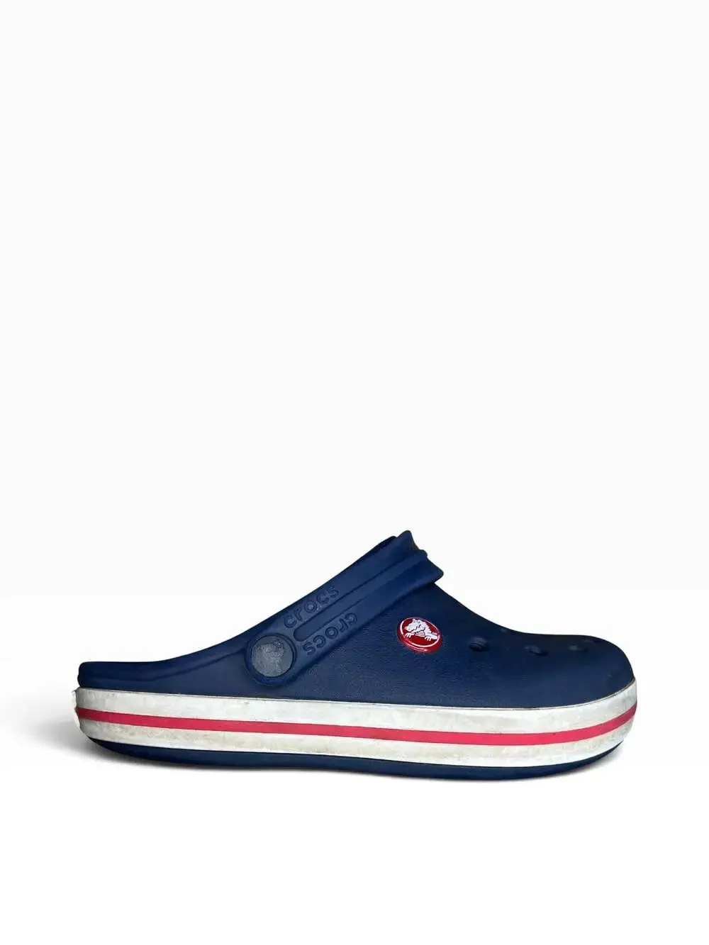 Crocs Kids Crocband Clog Navy Blue with Red and White Stripe Size J3
